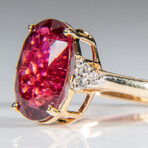 Genuine Oval-Cut Rubellite Ring // Size 7, 4.35ct, 0.10 diamonds