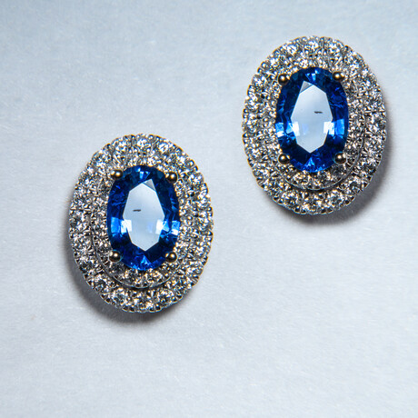 Genuine Oval-Cut Sapphire Earrings