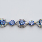Genuine Round and oval Cut Tanzanite and Topaz Sterling Silver Bracelet