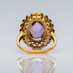 Genuine Oval-Cut Amethyst with White Topaz Sterling Silver Ring  // Size 6