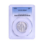1925 Standing Liberty Quarter // PCGS Certified MS63 // Deluxe Collector's Pouch