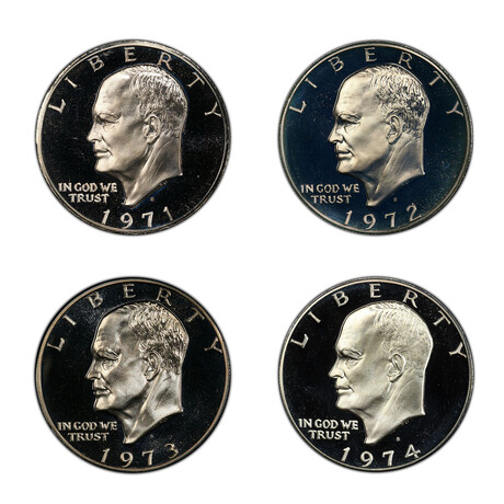 1971-1974 Eisenhower Silver Dollars // Brown Ike Set of 4 // Proof Condition