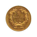 1874 Three Dollar Gold Piece // PCGS Certified AU58 // Wood Presentation Box