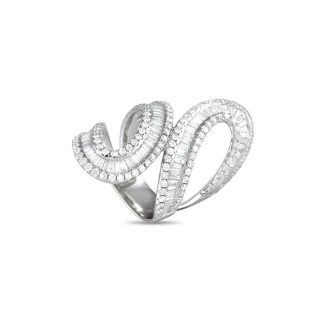 14K White Gold Diamond Swirl Ring // Ring Size: 7.25 // New