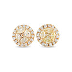 14K Yellow Gold Diamond Round Stud Earrings // New