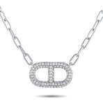 18K White Gold Diamond Link Necklace // 17" // New