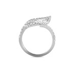 18K White Gold + Diamond Leaf Ring // Ring Size: 6.25 // New