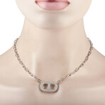 18K White Gold Diamond Link Necklace // 17" // New