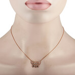 18K Rose Gold Diamond Butterfly Necklace // 15" // New