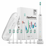 AquaSonic VIBE // Ultrasonic Whitening Toothbrush + 8 DuPont Brush Heads + Case (Rose Gold)