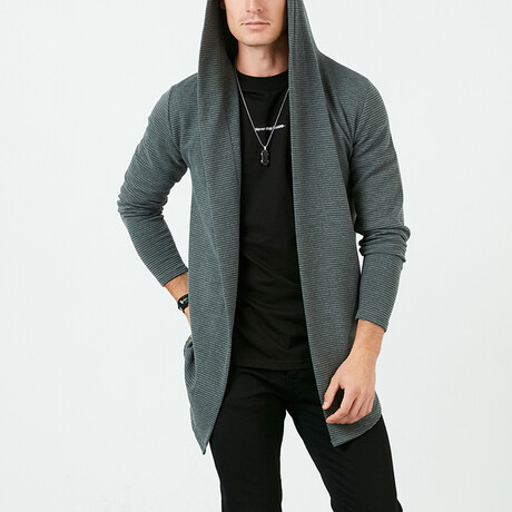 Oliver Hooded Knit Cardigan // Anthracite (Small)