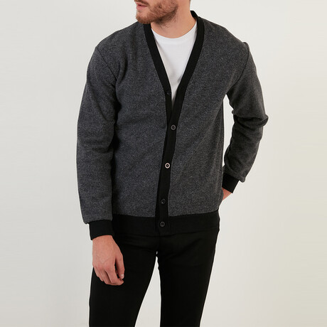 Cody Button-Up V-Neck Cardigan // Gray (Small)