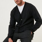 Cody Button-Up V-Neck Cardigan // Anthracite (Small)