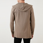 Oliver Hooded Knit Cardigan // Stone (Small)