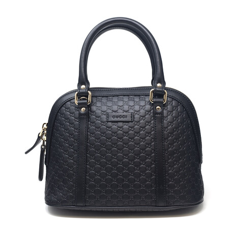 Gucci Dome Mini Micro GG Top Handle Leather Handbag // Black