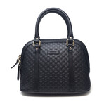 Dome Mini Micro GG Top Handle Leather Handbag // Black