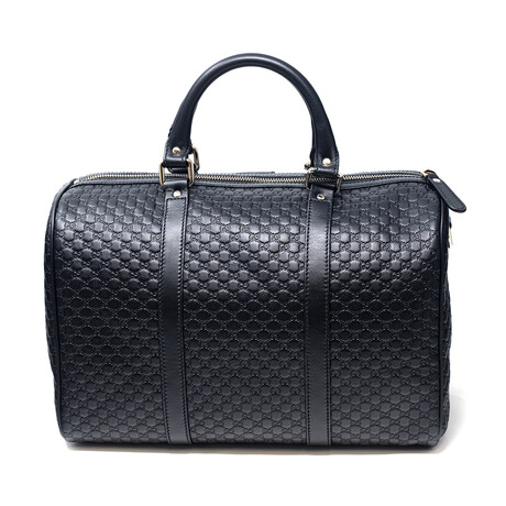 Microguccisima Top Handle Boston Leather Handbag // Black