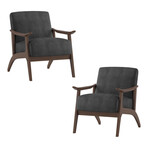 Lonita Velvet Upholstered Solid Wood Walnut Finish Accent Chair // Dark Gray (Single)