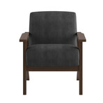 Malibu Velvet Upholstered Solid Wood Walnut Finish Accent Chair // Dark Gray (Single)