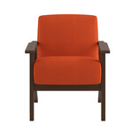 Malibu Velvet Upholstered Solid Wood Walnut Finish Accent Chair // Orange (Single)