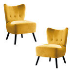 Shapel Velvet Upholstery Tufted Back Accent Chair // Yellow (Single)