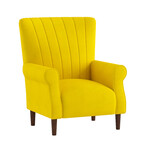 Carlson Velvet Club Channel Tufted Back Accent Chair // Yellow (Single)