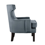 Pierre Velvet Upholstery Nailhead Trim Back Accent Chair // Gray (Single)