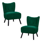 Shapel Velvet Upholstery Tufted Back Accent Chair // Green (Single)