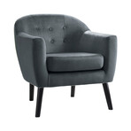 Waterlyn Velvet Upholstery Tufted Back Accent Chair // Gray (Single)