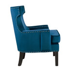 Pierre Velvet Upholstery Nailhead Trim Back Accent Chair // Blue (Single)