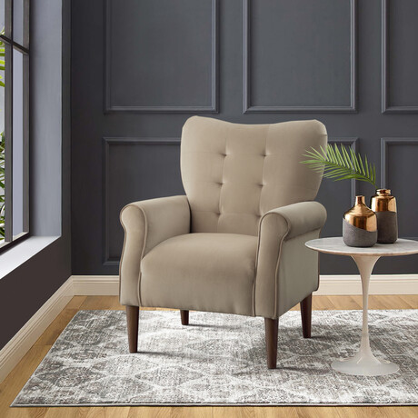 Cecily Velvet Tufted Back Club Accent Chair // Brown (Single)