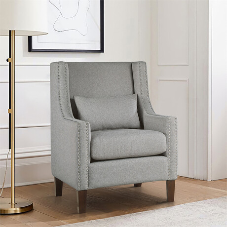Dorsey Textured Upholstery High Back Accent Chair // Light Gray (Single)