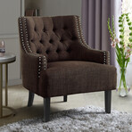 Bolingbrook Textured Upholstery Tufted Back Accent Chair // Chocolate (Single)