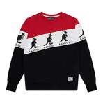 Colorblock Crewneck Sweater // Red + Black + White (M)