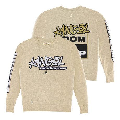 Graphic Screen-Printed Recycled Fleece Crewneck Sweater // Oat (S)