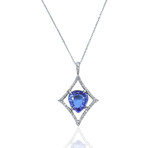 Platinum + 18K White Gold Diamond + Tanzanite Pendant Necklace // 16" // Pre-Owned