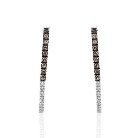 18K White Gold Diamond + Brown Diamond Earrings // New