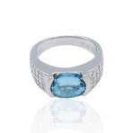 18K White Gold Diamond + Aquamarine Ring // Ring Size: 5.75 // Pre-Owned