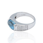 18K White Gold Diamond + Aquamarine Ring // Ring Size: 5.75 // Pre-Owned