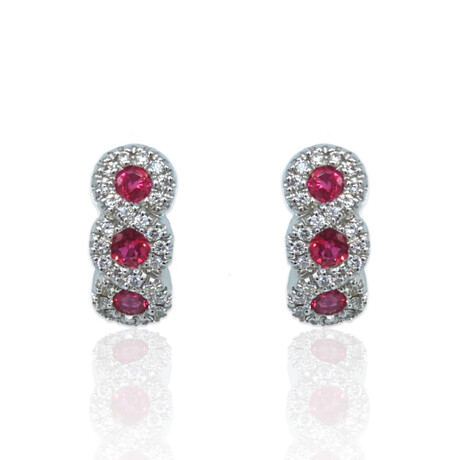 18K White Gold Diamond + Red Quartz Earrings // Pre-Owned