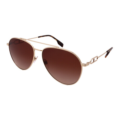 Burberry // Mens BE3128-110913 Aviator Sunglasses // Gold + Brown Gradient