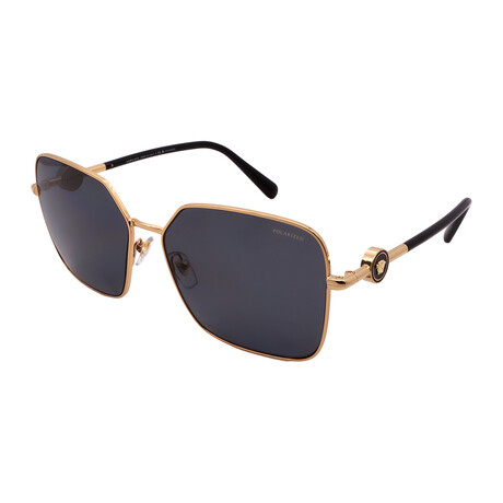 Versace // Mens VE2227-300281 Aviator Sunglasses // Gold + Gray Polarized