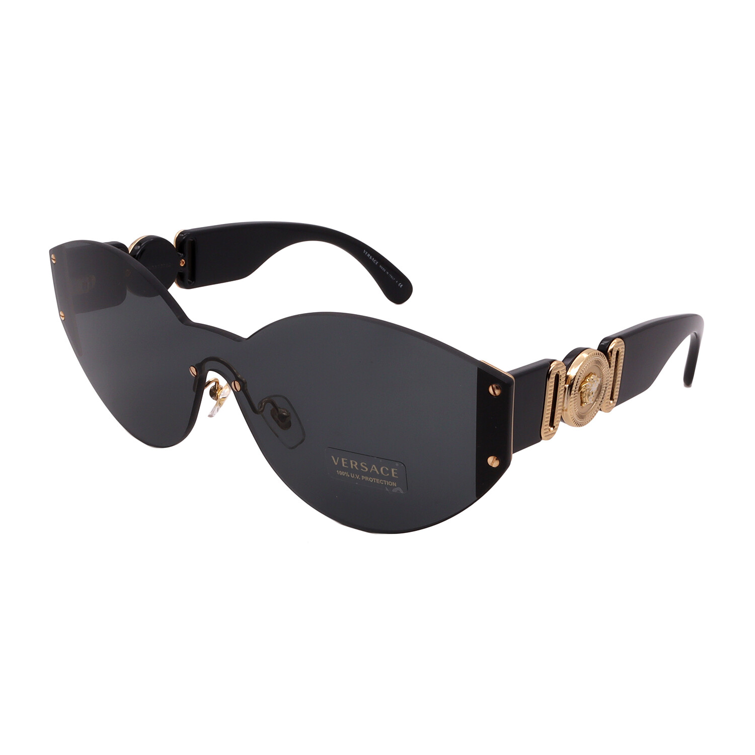 Versace // Unisex VE2224-GB1-87 Pilot Sunglasses // Black + Gold + Dark ...
