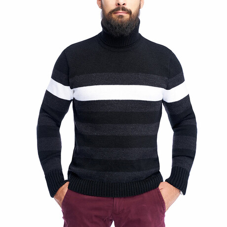 Striped Wool Sweater // Dark Gray (XS)