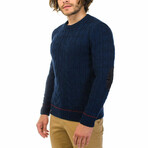 Wool Sweater + Arm Patches // Navy (L)