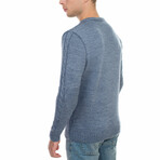 Cable Wool Sweater + Arm Patches // Denim (L)