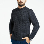 Cable Wool Sweater + Arm Patches // Dark Gray (M)