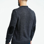 Cable Wool Sweater + Arm Patches // Dark Gray (XL)