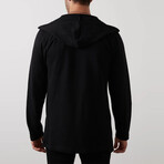 Adan Hooded Knit Cardigan // Black (Small)