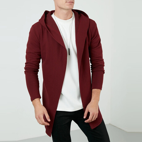 Oliver Hooded Knit Cardigan // Burgundy (Small)